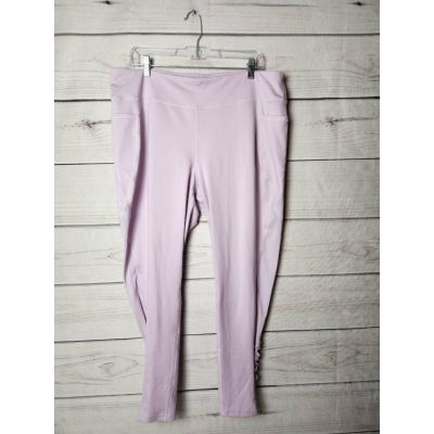 Tek Gear Womens Workout Cropped Leggings Purple High Rise Cut Out Solid Plus 2X